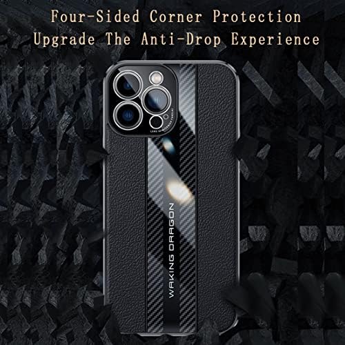 Lonuo Telefonska kutija Koža + Carbon Fiber Futrola Kompatibilna sa iPhone 11 Pro sa zaštitom fotoaparata, potpuno otporan na udarcu