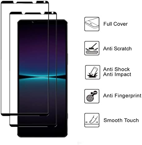 Aiselan za Sony Xperia 1 IV Full pokrivenost zaštitnik ekrana, [2 kom] crna svila 9h tvrdoća kaljeno staklo zaštitnik ekrana za Sony