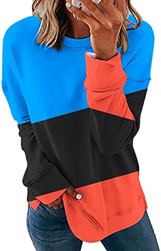 Ženska dukserica Jesen Zimska odjeća Boja blok Pulover za žene majice Ležerne prilike dugih rukava modne bluze Trendne tunike