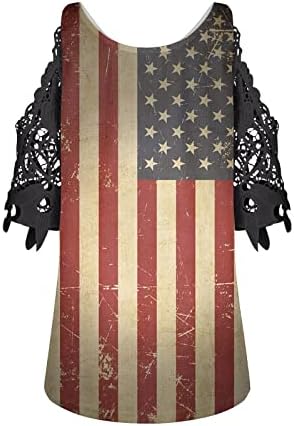 ZEFOTIM 4. srpnja Košulje žene 2023. kratki rukav V izrez ljetni modni povremeni američki zastava Tuntic Tops bluze