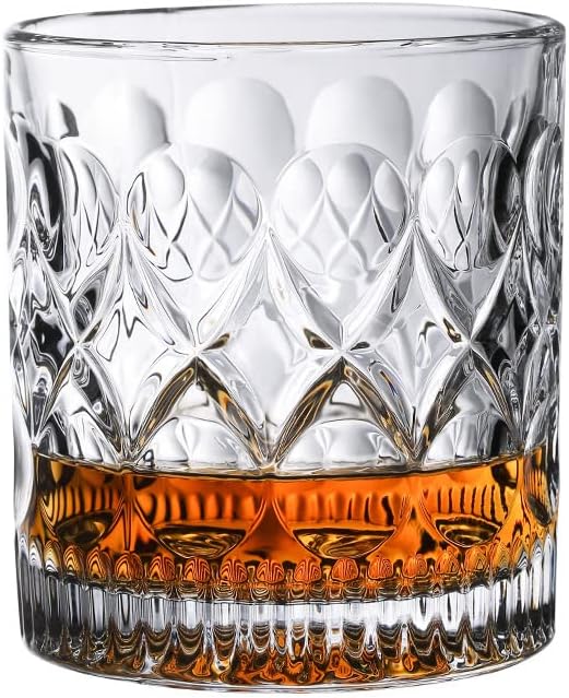RYUHYF Whisky Glass Set od 4, 10 oz vintage čaša, za piće Scotch Bourbon Whisky koktel konjak Tequila Rum, poklon za muškarce i žene