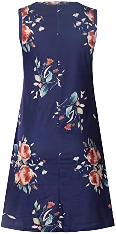 Haljina za košulju za ženske ljetne modne haljine rezervoara retro cvjetne suknje bez rukava O-izrez Mini Shift Pulover haljina