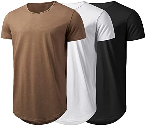 LETAOTAO Long Shirts for Men Hip Hop Shirts Longline Hipster Gym majice Reflective Line Scallop Tee