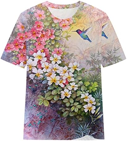 Ženske grafičke majice Crew Crt Trendy bluza Mramorni print Top Casual Majice Kratki rukav Pulover moda 2023 Tunika
