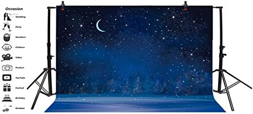 Yeele 15x10ft Zimska noć snježne padavine pahuljica fotografija pozadine zvjezdano nebo mjesec mutno jelke borova šuma pozadina Sretan