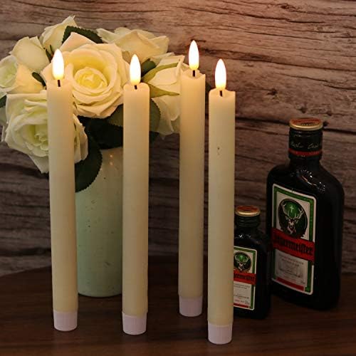 Wondise Ivory Flameless konus svijeće sa tajmerom, 6 paketa LED treperenje na baterije 3D plamen prava Voštana svijeća, ukrasi za