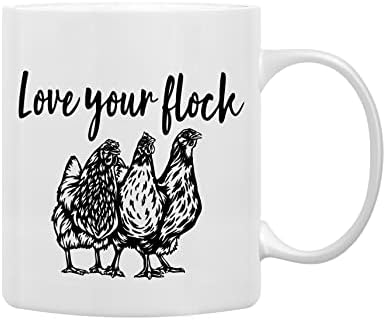 QASHWEY Love your stado Funny piletina šalice za kafu šolja, Crazy Chicken Lady pokloni, rođendanski pokloni za ljubitelje piletine