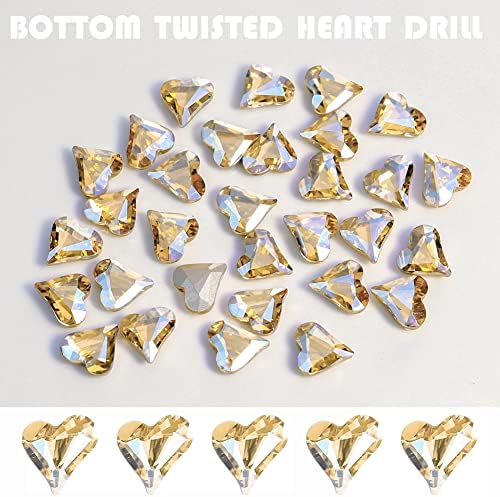 60 pakovanja 3d Privjesci za nokte za srce Rhinestone šiljasti donji nakit Peach srce kristalni Privjesci za nokte DIY dekoracija