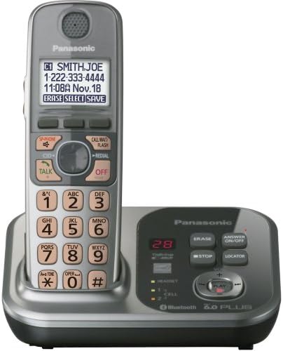 Panasonic KX-TG7732S DECT 6.0 LINK-TO-CELL putem Bluetooth bežičnog telefona sa sustavom odgovora, srebrnim, 2 slušalica