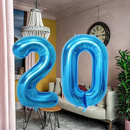 Qweqwe Plavi broj 59 Baloni 40 '' FOIL balon 59. rođendanski cifreni helijum veliki za zabavne ukrase svadbena baketa mladenac,