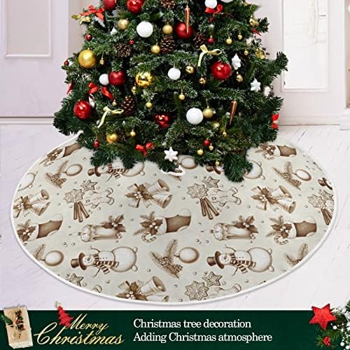 Oarencol Christmas Snowman Božićna suknja 36 inča Vintage Bell Socks Snowy Xmas Holiday party Tree Detaos