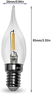 YDJoo E12 LED Edison sijalica 0.5 W LED Vintage filament luster sijalice 2700k toplo bijelo prozirno staklo E12 Candelabra Base sijalice za sveće za Kućna svetla, 8 pakovanje