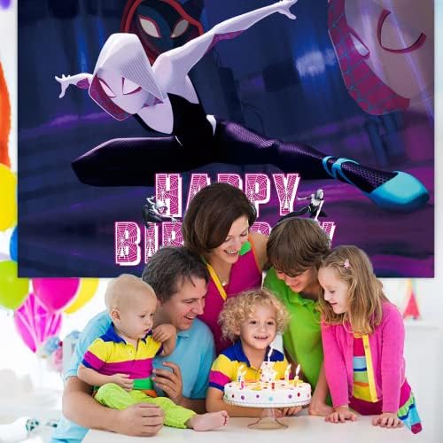 QICI Spider Girl Party Dekoracije pozadina, Happy Birthday Background Banner za djecu Djevojke Rođendanska zabava ukras, Spider - Gwen Ghost Spider potrepštine za zabavu