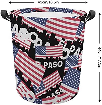 El Paso Tx korpa za veš sa američkom zastavom sa ručkama kanta za skladištenje platnene tkanine okrugla za igračke za odeću