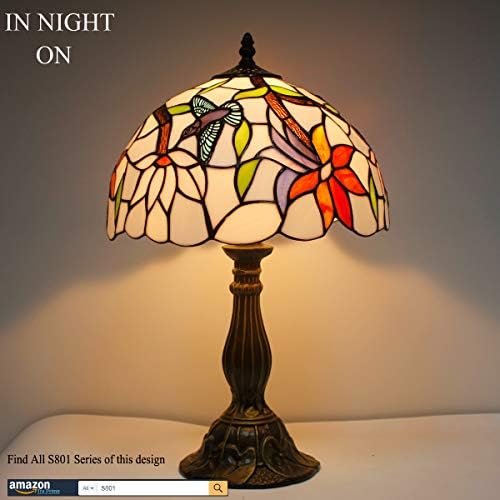 Werfactory Tiffany lampa vitraž staklo Hummingbird stona lampa noćni stol za čitanje svjetlo 12x12x18 inča dekor spavaća soba dnevni