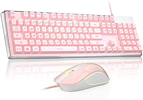 Kombinacija žičane tastature i miša za igre, tastatura za igre sa LED pozadinskim osvetljenjem sa kristalnim poklopcem, 7 boja LED