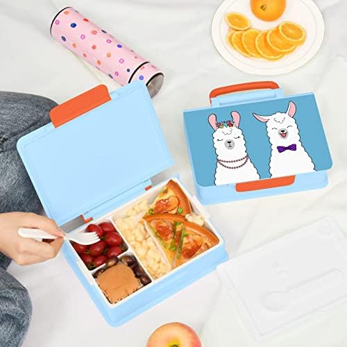 Suabo Lijep par Llama Bento kutije za odrasle / djecu ručak s propusnim ručkom plave ručke posude za posao / školu / piknik