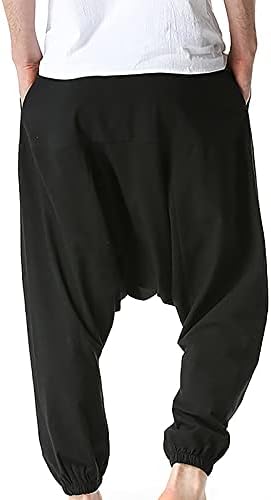 Fsahjkeemen pamučna posteljina joga pantne crtežnice labave baggy plažne hlače Duksevi, niske konoše pantalone harem hip hop hlače
