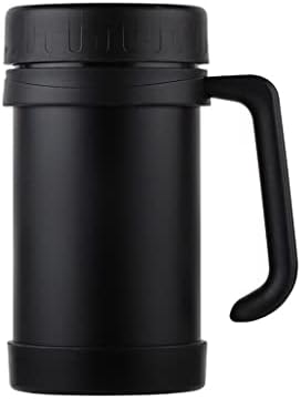 Lhllhl Thermo šalica od nehrđajućeg čelika vakuumske tikvice s ručkama Termo Cup uredskih termoza za čajnu čahuru Crnu + Silve