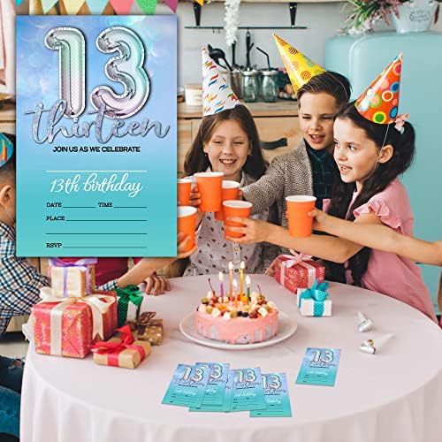 13. rođendanske pozivnice za rođendan, 20 karata sa kovertama, dječji pribor za ukrašavanje dekora za dječake - A22