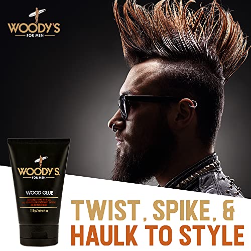 Woody's drvo za ljepilo ekstremne stiling za muškarce, intenzivno dugotrajno zadržavanje bez ljupkog, brzog sušenja, zadržava vlagu, pogodno za sve tipove kose i frizure, 4 oz - 1 paket