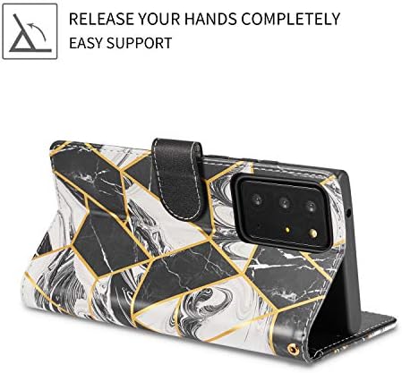 DEFBSC Samsung Galaxy S20 FE 5G Pu Mermerna torbica, preklopna torbica za novčanik sa odvojivim prorezima za lične kartice sa magnetnim zatvaračem funkcija postolja za celo telo zaštitni poklopac za Samsung S20 FE 5G-Black