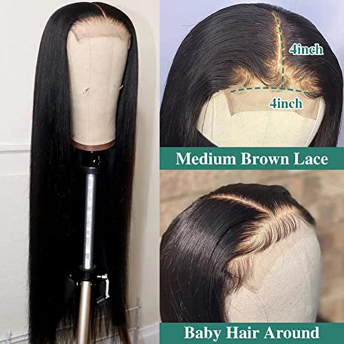 Crissel 4x4 čipkaste prednje perike ljudska kosa prethodno iščupana dječjom kosom ljepljive čipkaste perike za zatvaranje brazilske perike za ljudsku kosu za crne žene