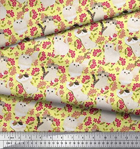 Soimoi pamučna Jersey tkanina cvjetna, Poklon kutija & amp; slatke životinje životinjski Print šivaća tkanina Dvorište širine 58 inča