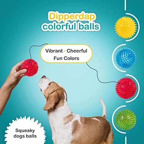 dipperdap 3,5 Spikey pseće kugle Škripave igračke za pse | čisti zube za zdravije desni | netoksične pseće igračke bez BPA za agresivne