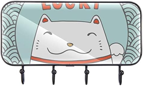 Lucky Neko mačke mače Japan Val Print kaput nosač zida, ulazni kaput nosač sa 4 kuka za kapute kaputi za ručnik torbica ogrtači kupaonica u kupaonici dnevni boravak