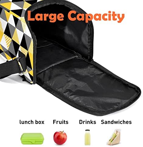 Guerotkr torba za ručak za žene,kutija za ručak za muškarce,ženska kutija za ručak,šareni geometrijski trokut rešetkasti umjetnički uzorak
