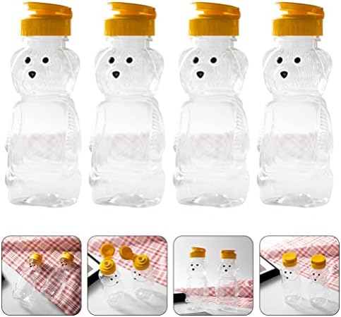 Toyvian 4pcs Bear Soice boca sa poklopcima plastični boci za piće prazan mlečni boca medvjeda meda med med za pucanje posuda za boce