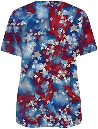 Ljetne košulje za žene 2023. 4. jula Američka zastava Štampana bluza od tiskane tunika labava V-izrez majica kratkih rukava