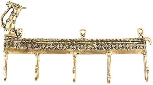 Indijska polica ručno izrađena 6 komada Vintage tipke Viseći zlatni antički kaput Rack Mesing zidne kuke izdužene kapice za ručnike