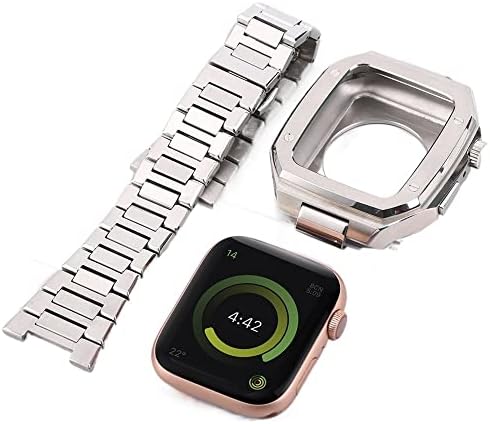 BOLSA METAL ARMOR + remen za Apple Watch Band Series 8 7 45mm 44mm Kućište od nehrđajućeg čelika za iWatch 4/5/6/7 / SE