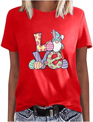 Smiješne uskrsne majice za žene Slatka Gnome Jajes Pismo tiskane majice Ležerne prilike, okrugli vrat kratkih rukava