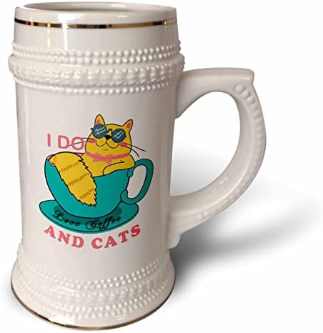 3Droza Volim kafu i mačke Smiješna mačka u krili crtani film - 22oz Stein šolja