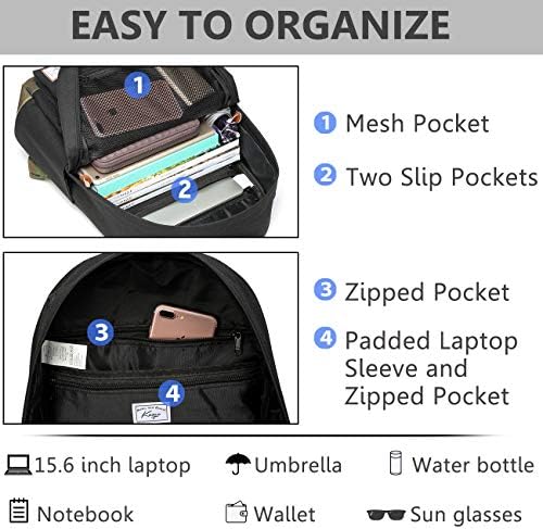 Kasqo školski ruksak, klasična lagana lagana torba za laptop za muškarce za muškarce žene tinejdžeri djevojke dječačke fakultete