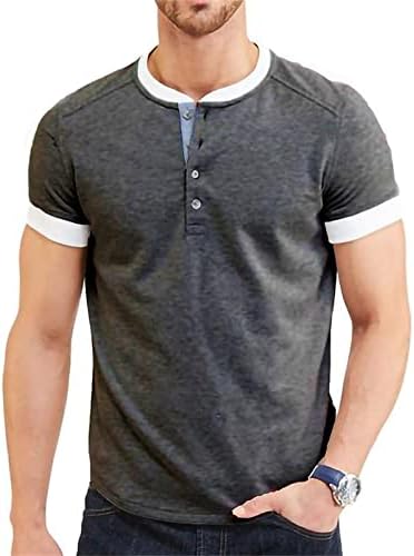 Muška modna ležerna prednja placket kratkih rukava lagana gumba T-majice kontrastni ovratnik u boji Osnovni dizajnirani vrhovi