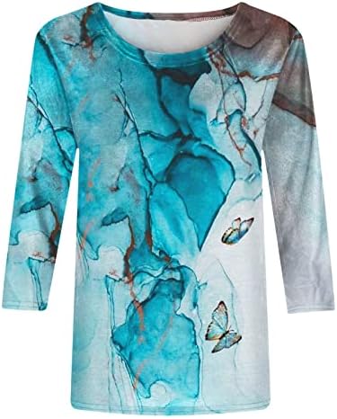 Ženske vrhove Dressy 3/4 rukava Top ljetni kravata Dye Print TEE košulje Ležerne prilike pulover sa sigurnosnim tenikom Comfy soft bluze