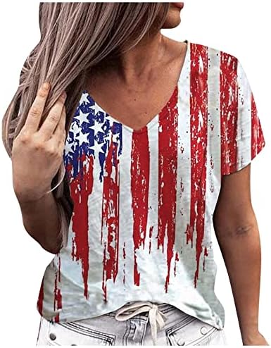 4. jula majice majice za žene ljetni kratki rukav O vrat majice USA Flag Stars Stripes Tie-Dye Tees Tops