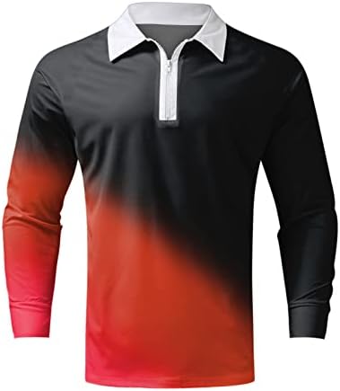 XXBR muške patentno majice, 2022 Nova muška majica Dugi rukav Gradient Patchwork Golf Tops Jesen Zip Ret Casual majica