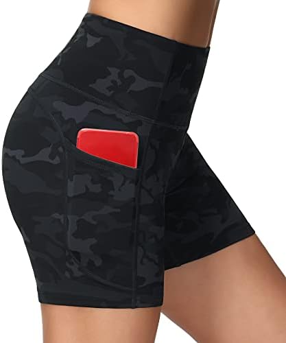 Wjustforu Bikerske kratke hlače za žene visoki struk joga kratke hlače ženske vježbe trčanja s bočnim džepovima