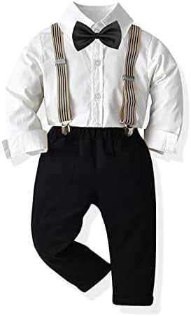 Madonmay Baby Boy Formalno odijelo, moderan pantalone za dugme i suspender postavljene za vekove 12 mjeseci do 7 godina