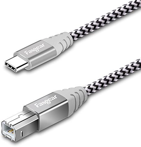 Fasgear 1m Tip C na USB B Midi kabl najlonski pleteni kabl za skener štampača sa metalnim konektorom kompatibilan sa AIO, HP, Canon,