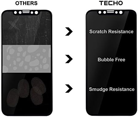 TECHO Zaštita ekrana za privatnost za iPhone 11 Pro Max/iPhone XS Max , kaljeno staklo sa punom pokrivenošću [Case Friendly][napredna Jasnoća] Anti-Spy 9h štitnici za ekran