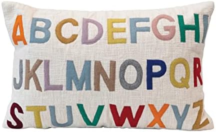 Moj Swanky Home Multicolor izvezeni pamučni abeceda lumbalni bacanje jastuka 24 x 16 u ABCS-u