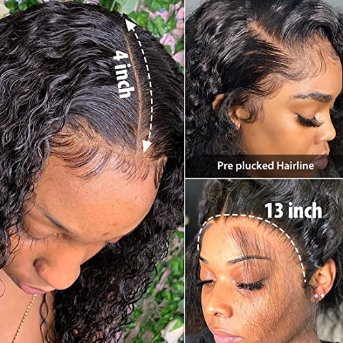 MSBEAUTY čipkaste prednje perike dubokog Vala ljudska kosa za crne žene HD 13x4 čipkasta frontalna kovrčava perika 150% gustoća 20 inča bez ljepljive ljudske kose perike prethodno iščupane dječjom kosom