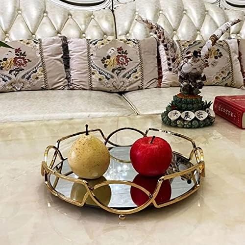 Orgjwd ogledalo za garderni sto sa metalnim ladicom za parfem, nakit i kozmetiku Hrana ladica za voće