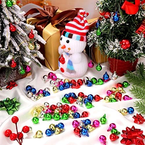 144 komada Mini božićni kuglični ukrasi Xmas stablo kuglice šareni minijaturni ukrasi za odmor za odmor